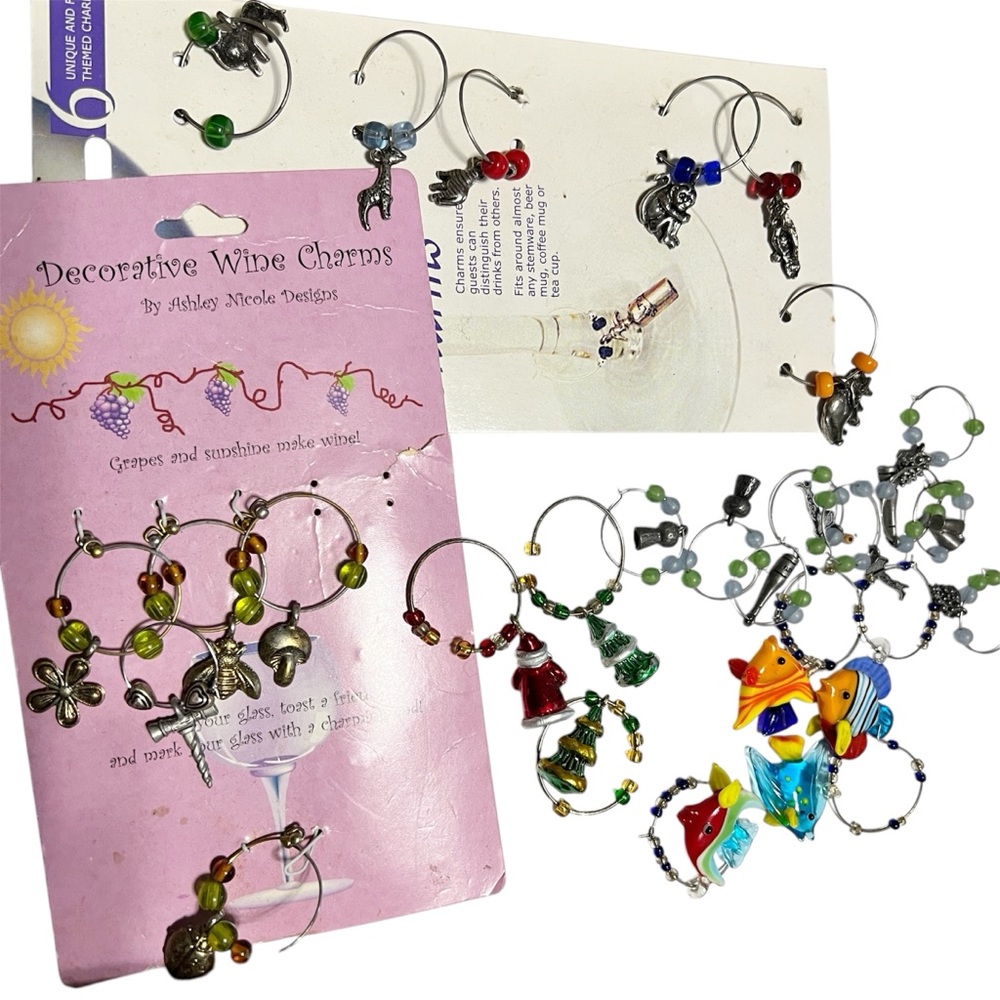 25 Wine Charms Mixed styles